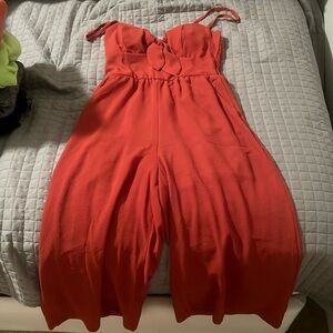 Tie front, wider leg romper